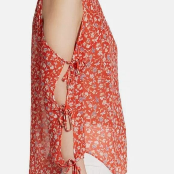 NWOT Veronica Beard Flynn Floral Silk Cold Shoulder Halter Neck Blouse XS $344 - Picture 8 of 13